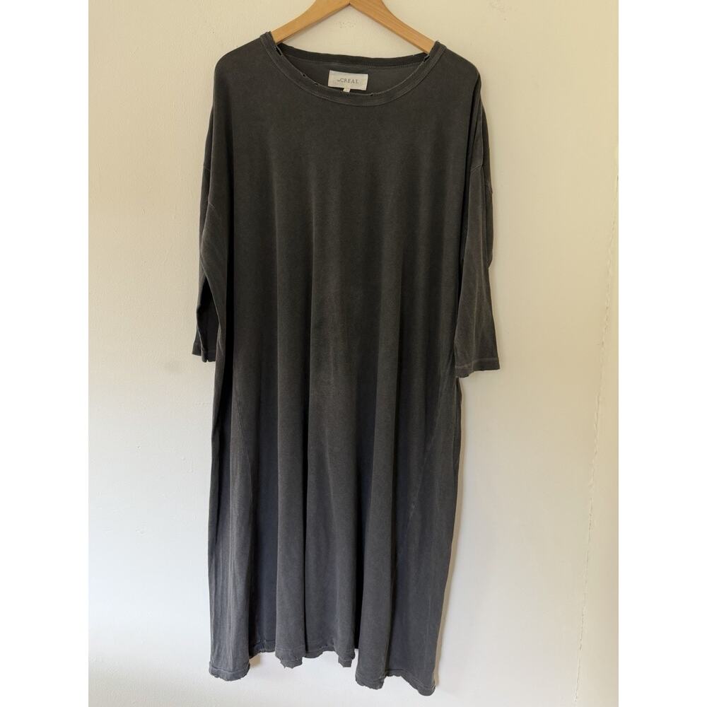 THE GREAT Tshirt Dress Oversized Baggy Gray Distressed Size 0 XS